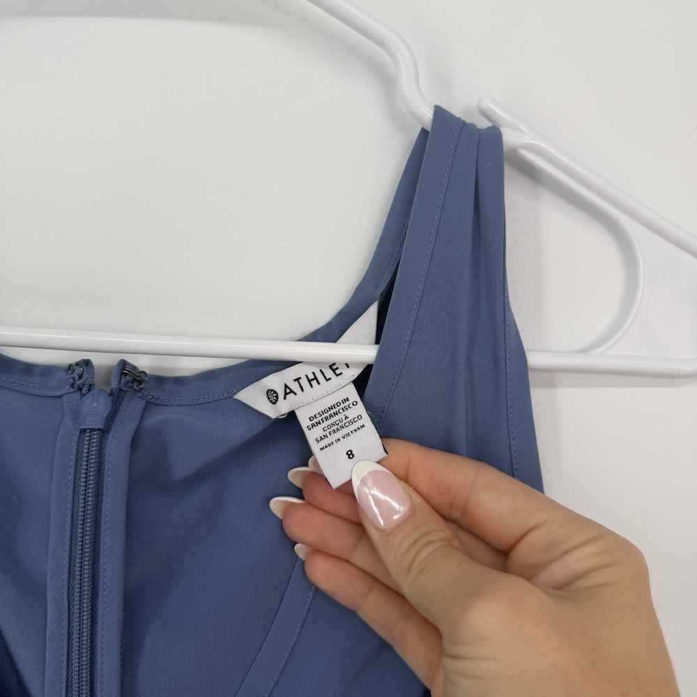 ATHLETA Brooklyn Jumpsuit Womens Size 8 Blue Sleeveless Athletic V Neck - Picture 6 of 14